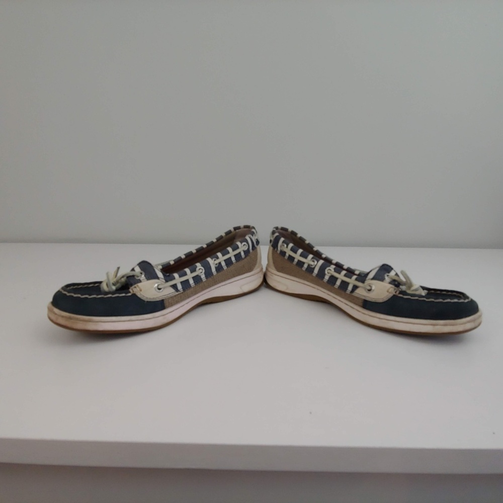 Womens 7 Sperry Top Sider boat shoes gray white‎ - Picture 4 of 6